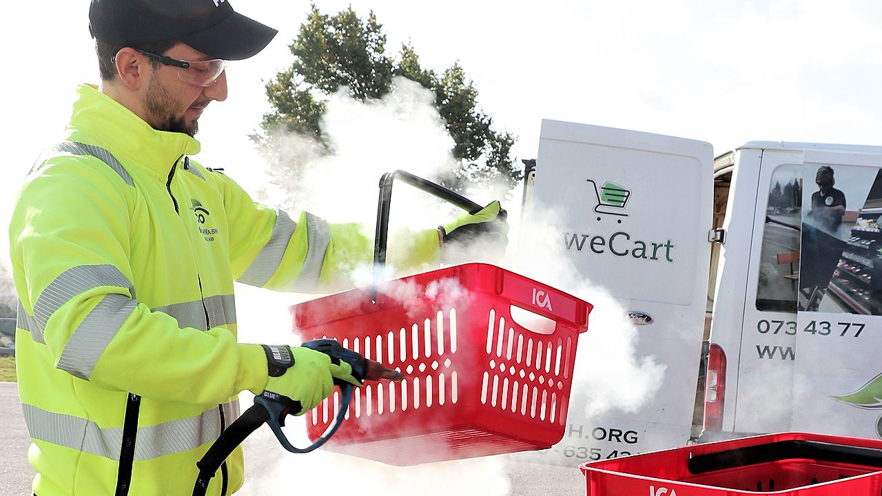 Tvätt av kundkorgar och kundvagnar