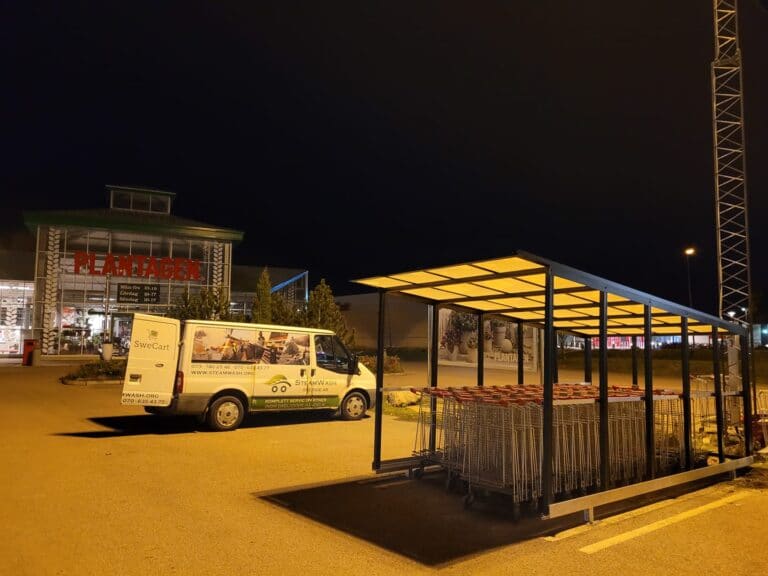 Montering av kundvagnsgarage